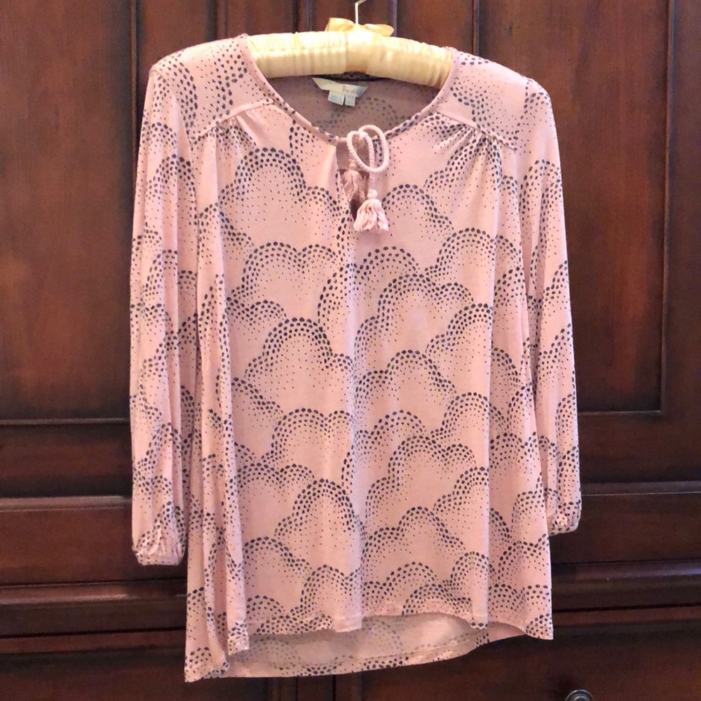 EUC Boden Mauve Patterned Lyocell/Wool Blend Peasant Top Size 4